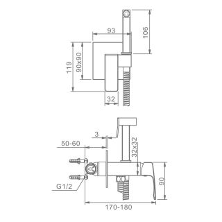 Гигиенический душ со смесителем Raglo R01.52.09 графит